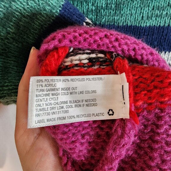 Knox Rose color block striped sweater turtleneck boho oversized womens XL - Picture 5 of 5